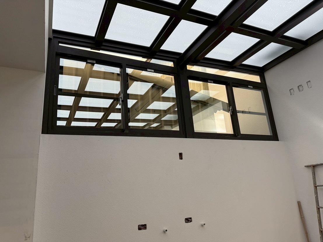 台南節能玻璃採光罩+隔間玻璃門